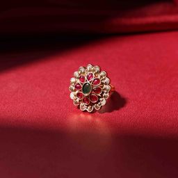 PANASH Gold-Plated Cubic Zirconia Studded Adjustable Finger Ring-image-34