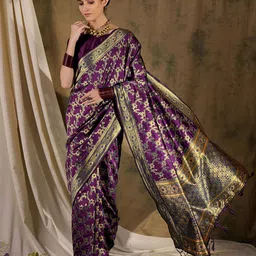 MANVAA Woven Design Zari Silk Banarasi Saree-picture-49