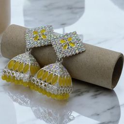 De-Ultimate Yellow Jhumka Earrings-25