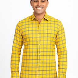 Garment Globe Checked Spread Collar Khadi Cotton Shirt-image-74