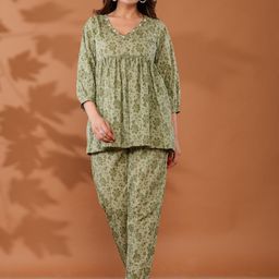 Ragavi Printed Cotton Tunic & Trousers Co-Ord Set-image-82