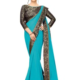 limtd Zari Women Solid Pure Georgette Saree-picture-23