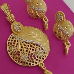 Niva Fashion Gold-plated Brass Pendent and matching Earing set-picture-26