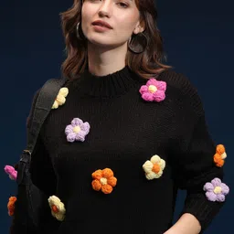 ESPYR By Tokyo Talkies Women Floral Embroidered Pullover Sweater-image-9