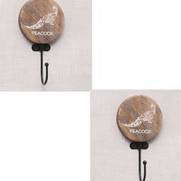 IndianShelf Beige & Black 2 Pieces Peacock Wooden Wall Hooks-image-23