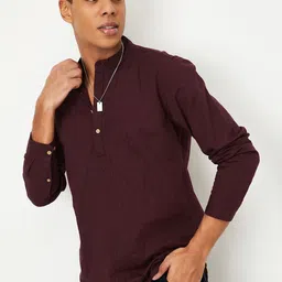 max Mandarin Collar Pleated Pure Cotton Straight Kurta-image-57
