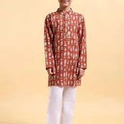 Mera Rang Boys Printed Regular Pure Cotton Kurta with Pyjamas-41