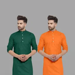 VS MALL Men Orange Kurtas-image-6