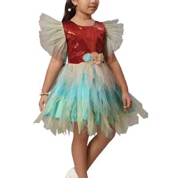 BAESD Flutter Sleeve Net Fit & Flare Dress image 3