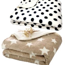 Brandonn Blankets Star & Polka Dot Print Pack Of 2 - Brown White-image-20