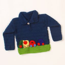 USHA ENTERPRISES Full Sleeves Vehicle Patch Sweater - Navy Blue-image-24