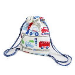 Silverlinen Quilted Cotton Drawstring Bag Busy Street Print -  White-image-40