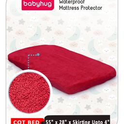 Babyhug Soft Terry Waterproof Mattress Protector Breathable Fitted Cover Sheet - Maroon-image-17