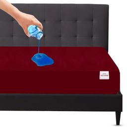 Mattress Protector Waterproof Bed Protector Topper Queen Size, 72 X 60 Inches - Maroon-picture-26