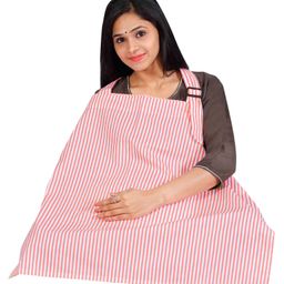 Lulamom Striped Nursing Cover with Adjustable Strap - Pink-image-76