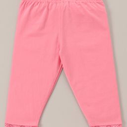 Babyhug Lace Border Three Fourth Leggings - Pink-picture-27