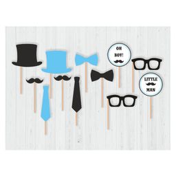 Untumble Little Man Theme Photo Booth Prop Blue - 12 Pieces-image-1