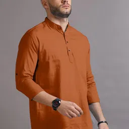 Fifth U Men Brown Kurta-17