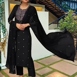 Anni Designer Floral Embroidered Sequinned Viscose Rayon Kurta with Trousers & Dupatta-picture-54