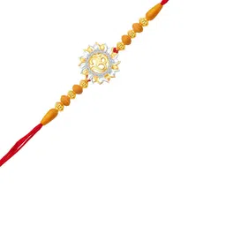 VIVASTRI Unisex Golden With Red Thread Artificial Stones And Beads Premium OM Rakhi-image-12