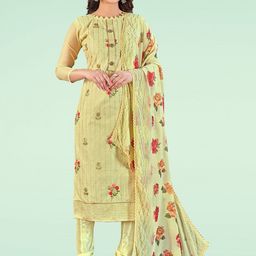 HERE&NOW Floral Embroidered Sequinned Chanderi Cotton Unstitched Dress Material-picture-23