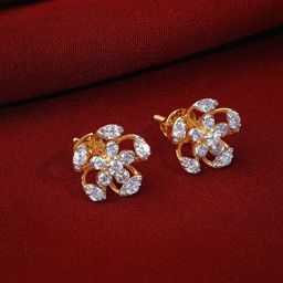 GIVA Women 18KT Gold Charming Flora Lab Grown Diamond Earrings-image-27