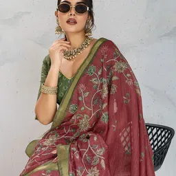 Rekha Maniyar Floral Printed Sequinned Pure Cotton Saree-image-58
