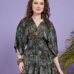 Boholyfe Women Animal Print Kimono Sleeve Fit & Flare Mini Dress-picture-47