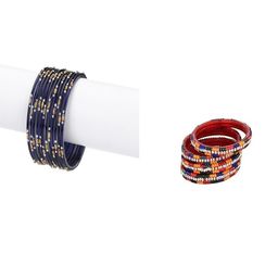 SOMIL Set of 16 Blue Alloy Artificial Stones & Beads Bangles-image-94