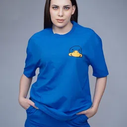 CREATIVE LINE Women Graphic Printed Round Neck Cotton Oversized T-shirt-image-73
