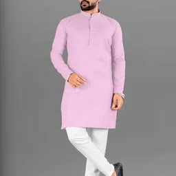 Moda Rapido Men Pink Cotton Straight Kurtas-picture-10
