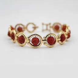 Dharmsaar Unisex Gold Plated Rudraksha Chain Bracelet-49