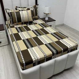 Pure Decor Lounge Fur Brown Printed 330 TC Pure Cotton Single Bedsheet Set 1.73 m x 2.36 m-picture-27
