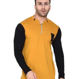 Blisstone Men Colourblocked Mandarin Collar Pockets Slim Fit T-shirt-image-99