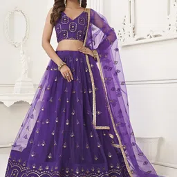 DIVASTRI Embellished Thread Work Semi-Stitched Lehenga & Unstitched Blouse With Dupatta-16