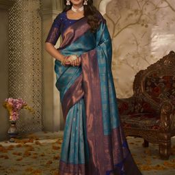 GoSriKi Women Woven Design Zari Saree-picture-13