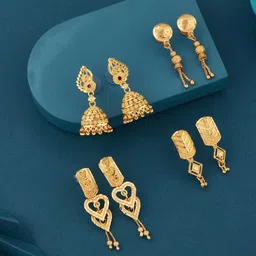 DIVASTRI Set Of 4 Gold-Plated Brass Earrings-picture-35