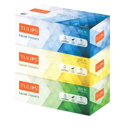 TULIPS Set Of 3 Facial Tissues 200 Pulls Each-5