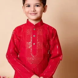 Cae Boys Embroidered Regular Sequinned Kurta with Patiala image 3