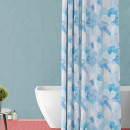 ArtzFolio Blue & White Printed Waterproof Shower Curtain-image-100
