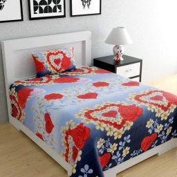 160 TC Polycotton, Microfiber, Cotton Blend Single 3D Printed Flat Bedsheet-image-83