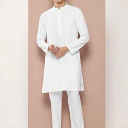 See Designs Striped Embroidered Sequinned Mandarin Collar Chanderi Silk Straight Kurta-image-84