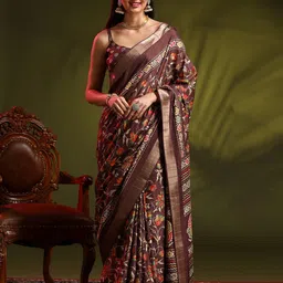 Mitera Ethnic Motifs Zari Silk Blend Sungudi Saree-picture-28