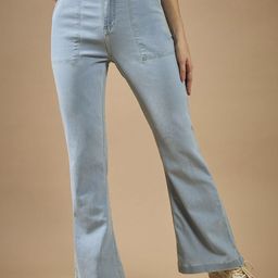 DOLCE CRUDO Women Bootcut High-Rise Stretchable Jeans-picture-12