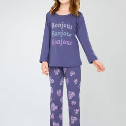 Zeyo Girls Pure Cotton Printed Night suit-image-100