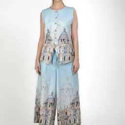 KOVET Printed Linen Round Neck Top & Culottes Co-Ords-picture-33
