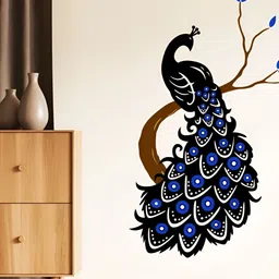 Myntra Elegant Homes Blue & Brown Peacock on Tree Self-Adhesive & Durable Wall Sticker-11