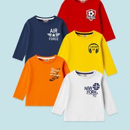 KUCHIPOO Kids Boys Pack of 5 Cotton Multicolor Printed T-shirt-picture-45