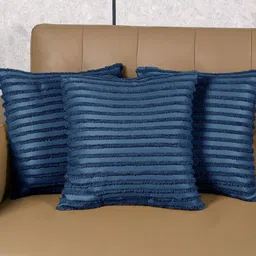 Saral Home Blue Set of 3 Striped Square Cushion Covers-image-5