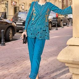 AUTUMN LANE Floral Embroidered Square Neck Tunic With Trousers-image-81